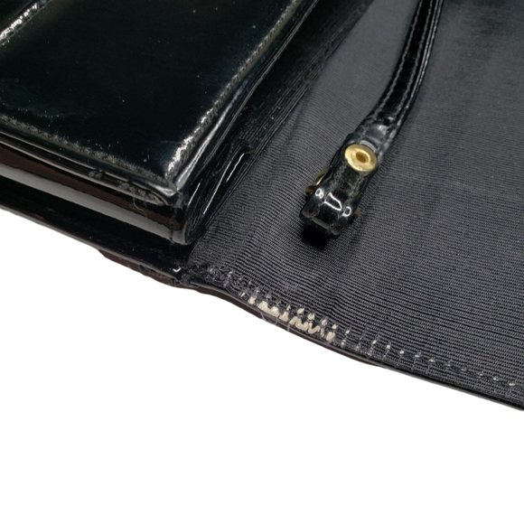 Ande | Vintage Black Patent Leather Glam Chic Evening Crossbody Bag Women's - Picture 8 of 16